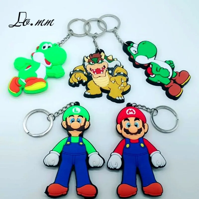 Игра Super Mario Bros ПВХ брелок Луиджи Марио Персик Принцесса Боузер Мультфильм фигурки брелок для мужчин ребенок llaveros hombre брелок