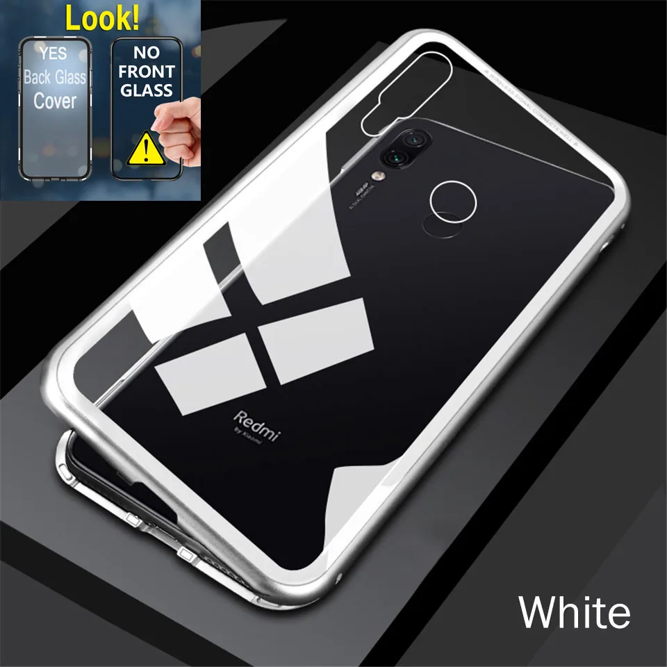 White Металлический магнитный чехол для Xiao mi Red mi Note 7 6 5 K20 Pro противоударный чехол для Xiaomi mi 9T 9 SE CC9 CC9e A3 Lite стеклянная задняя крышка - Цвет: White