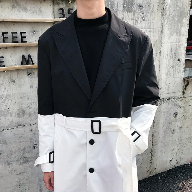 Мужская винтажная верхняя одежда с поясом ветровка пальто куртка черная