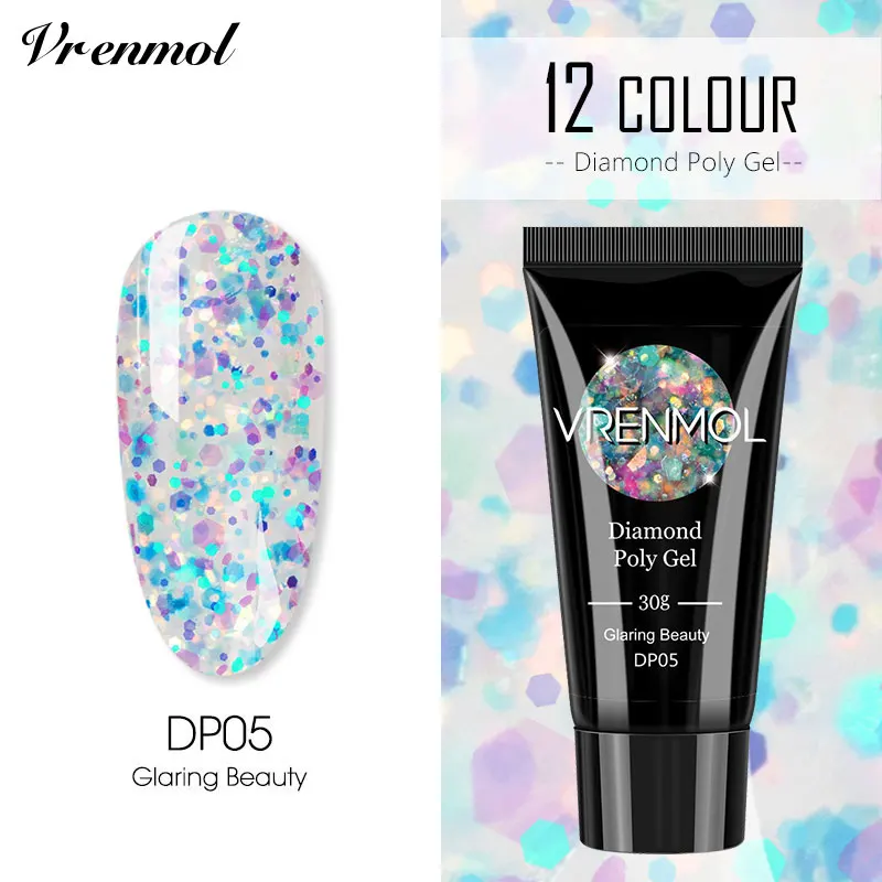 30ml DP05 Vrenmol Poly гель Semic Перманентный не чистый лак верхнее Базовое покрытие гель лак верхнее покрытие Базовое покрытие основа прозрачный гель лак - Цвет: 30ml DP05