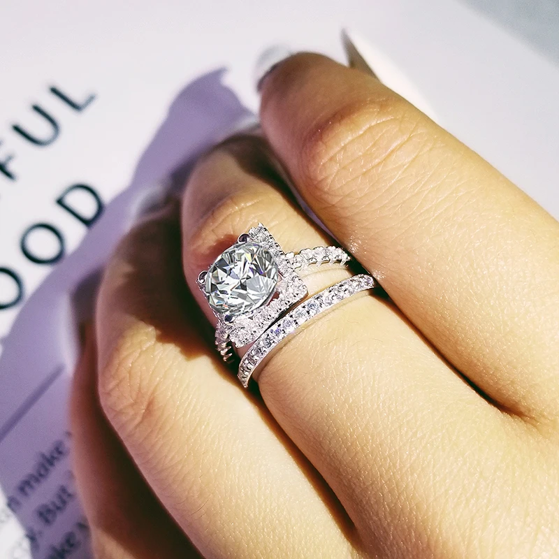 925 серебро оригинальный набор обручальных колец для женщин невесты ювелирное