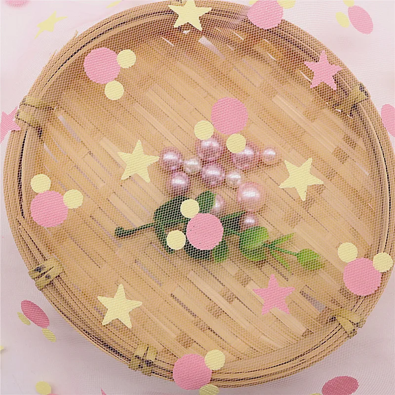 Тюль в горошек 100 см * 150 фатин для выпечки торта Топпер пачка бант с помпоном