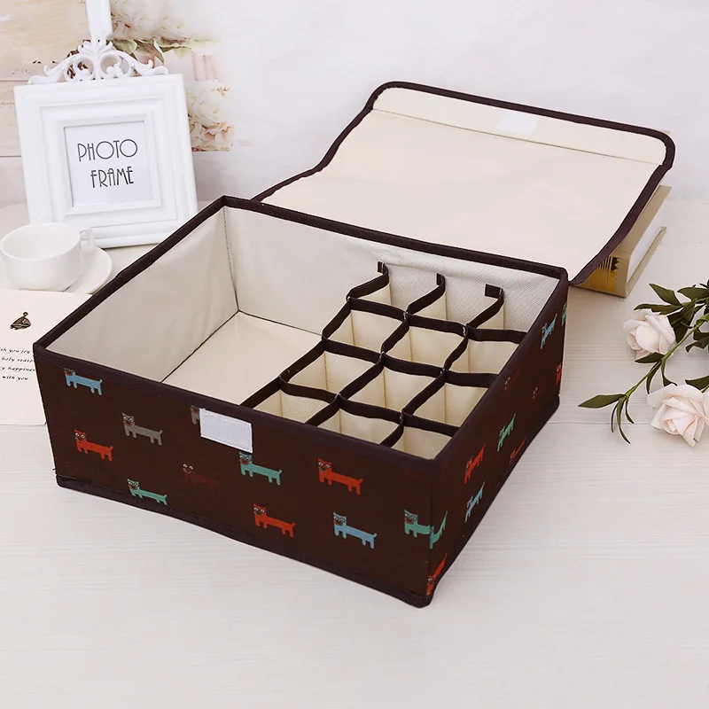 

13 Grid Clothes Linen Organizer Storage Box Non-Woven Fabric Folding Case For Bra Socks Underwear Organizer For Cloth Storage