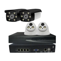 indoor and outdoor 3mp poe camera ip system cctv nvr with 4 port poe switch full color night vision