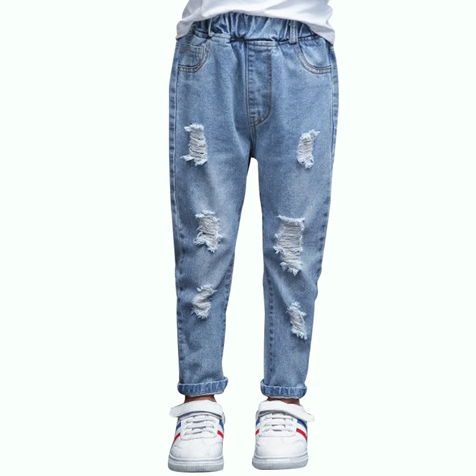 Джинсы для девочек повседневные однотонные джинсы с заклепками 6 8 10 12 14