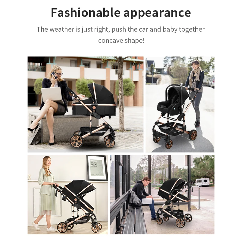3 в 1 Детские коляски с высоким обзором коляска класса люкс для новорожденных