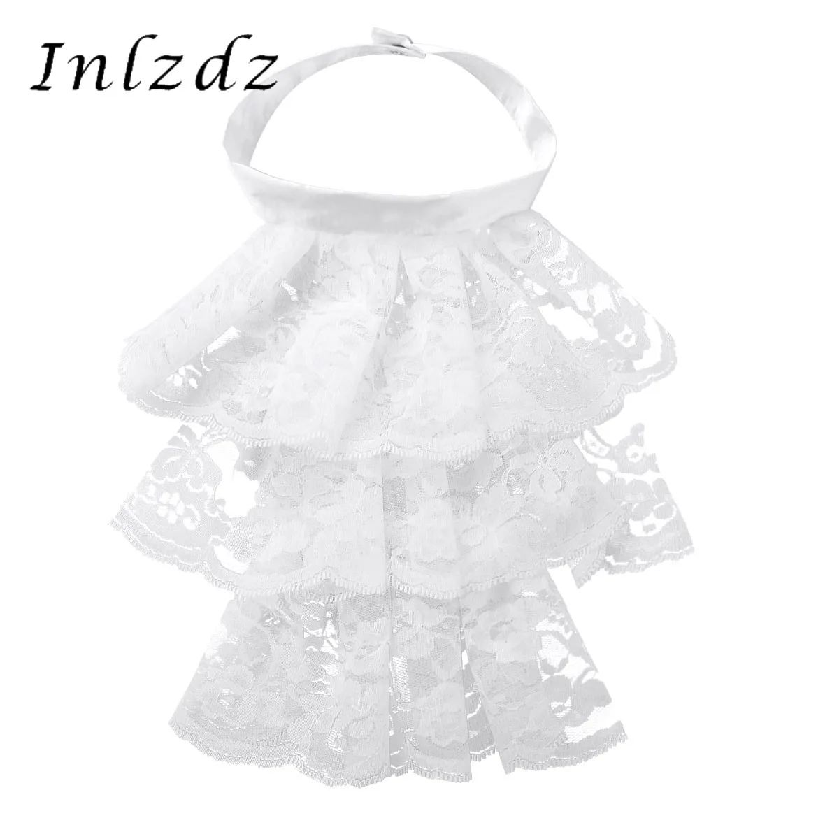 

Womens Mens Ruffled Lace Jabot Neck Collar Victorian Renaissance Detachable Stage Party Steampunk Clubwear Costume Accessory
