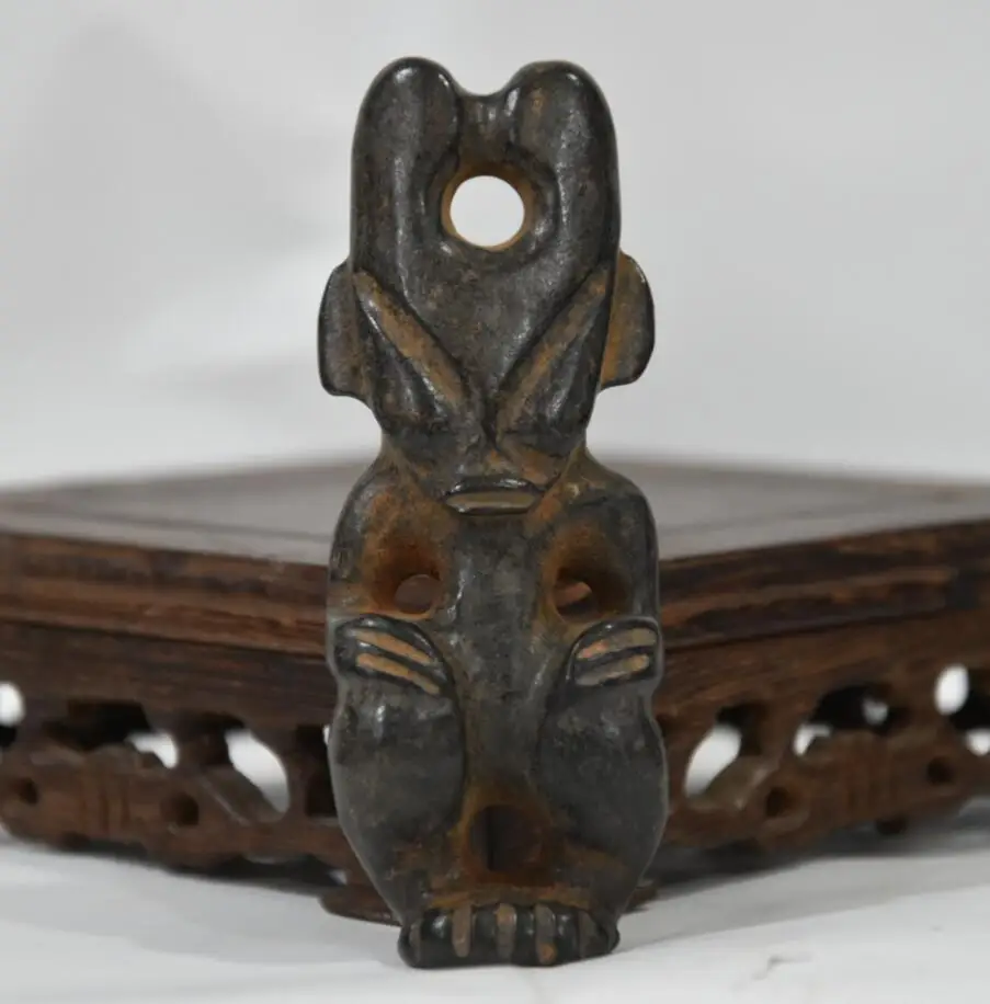 

Hongshan culture archaize black iron meteorite sun god statue