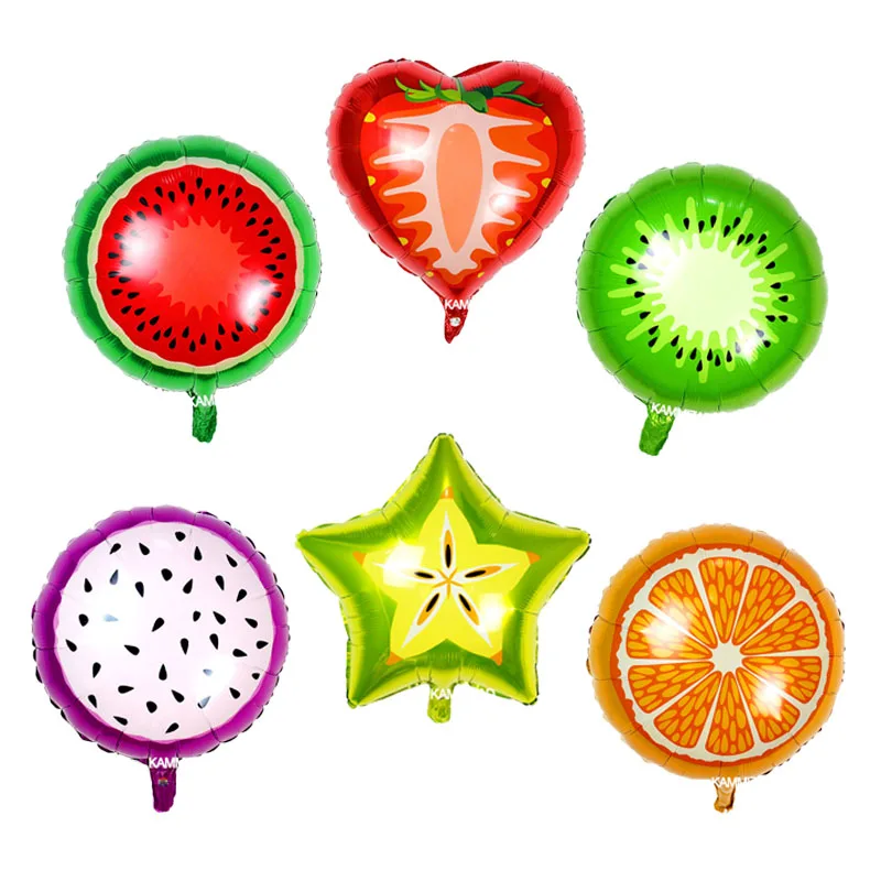 

Wholesale 20pcs 18inch Fruit Balloons Orange Kiwi Watermelon Strawberry Pink Birthday Party Wedding Foil Helium Balloon Toys