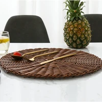 50hotdining table placemats coasters heat resistant pvc simulation rattan round coasters anti fouling non slip household tablew