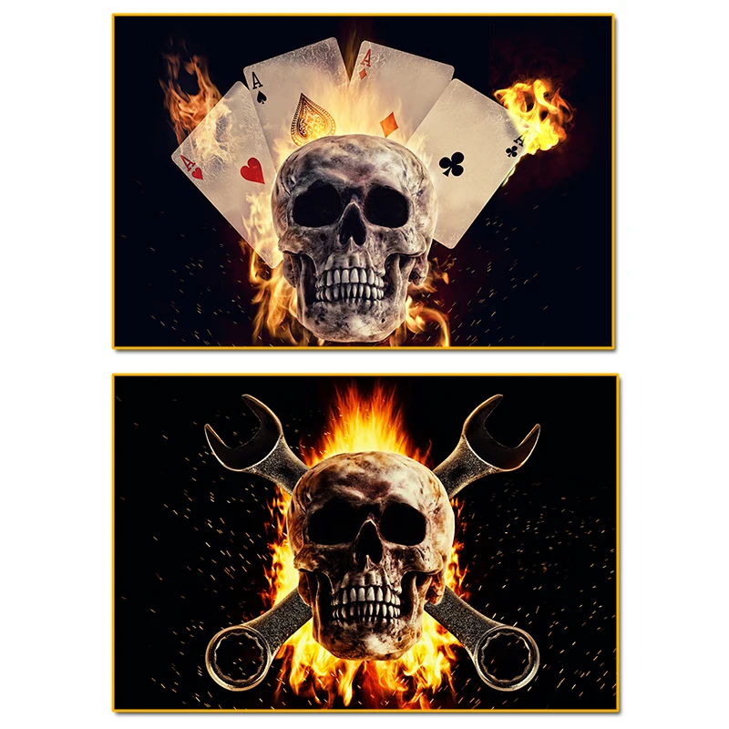 Картина с изображением игральных карт черепа Настенная картина для гостиной