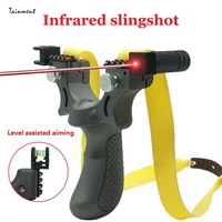 infrared aiming slingshot with flat rubber band durable high precision aiming slingshot for outdoor game hunting shooting gift