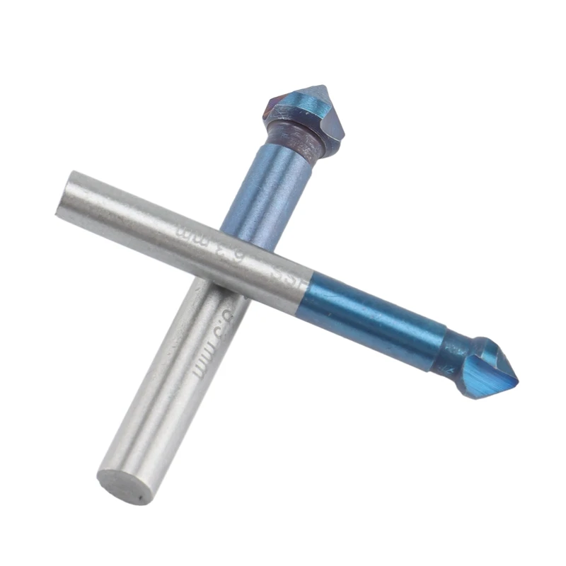 

HSS Chamfer Drill Bit 6Pcs 6.3-20.5mm 90Degrees 3 Flutes Countersink Drill Bit Nano Blue Coated Chamfer Cutter