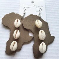 wholesale price shell africa map wooden earrings can mixed colors
