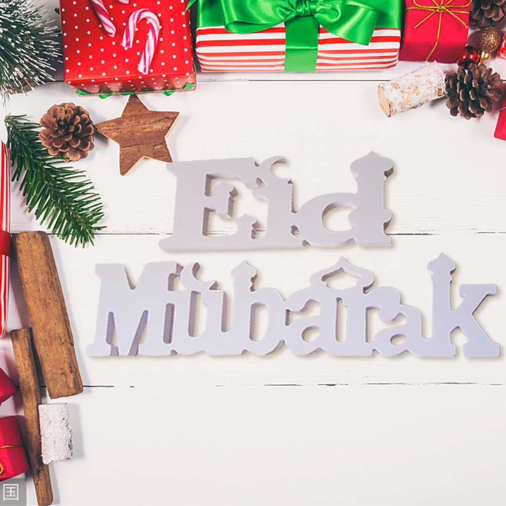 

Eid Mubarak Dining Table Ornament Wooden White Letters Exquisite Living Room Party Decoration