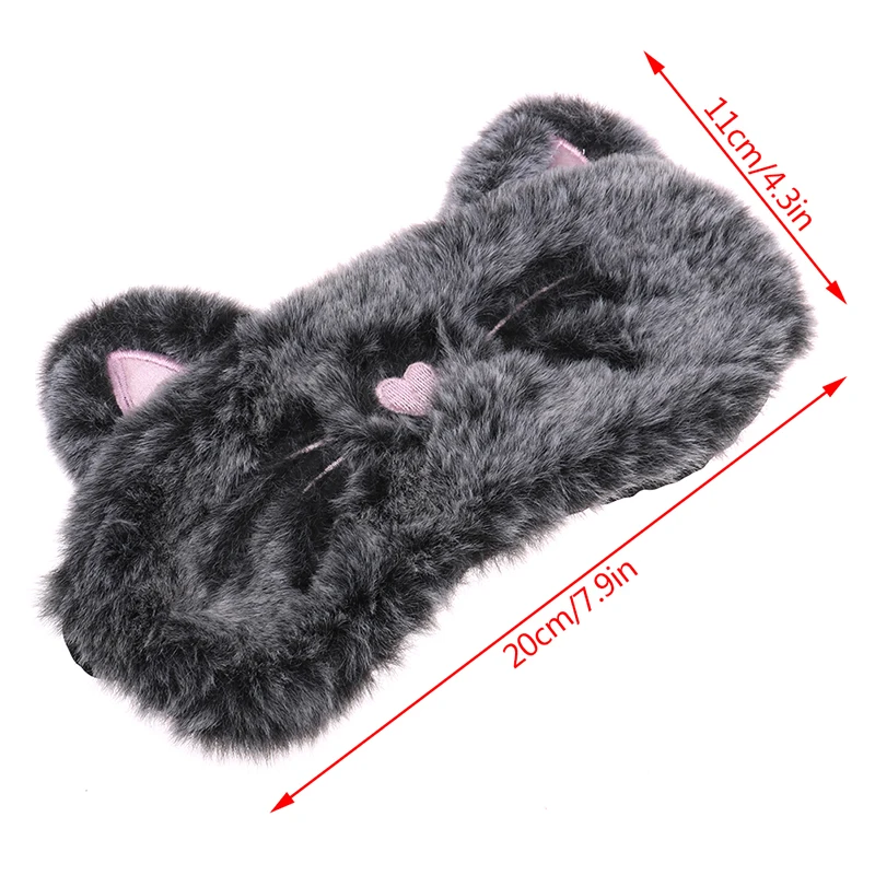 

Plush Cute Grey Cat Eye Mask Sleeping Mask Eye Shade Cover Blindfold Eyeshade Eyepatch Suitable for Travel Home Gift