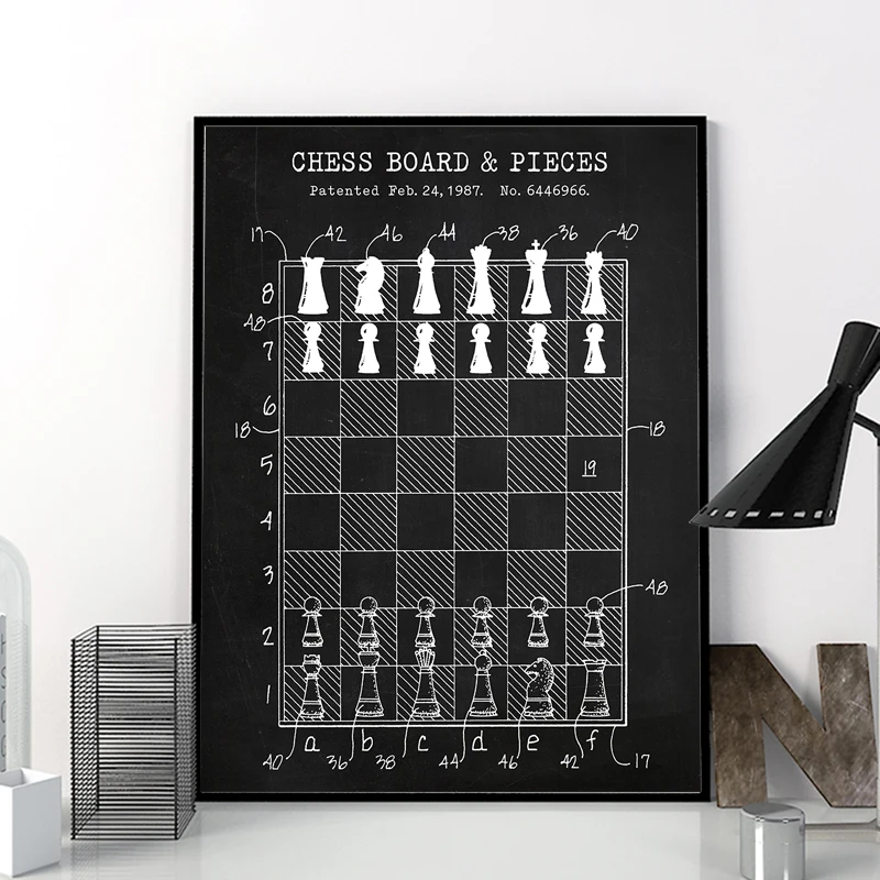 Шахматы мастер подарок шахматная доска патент холст постеры игровая настенная