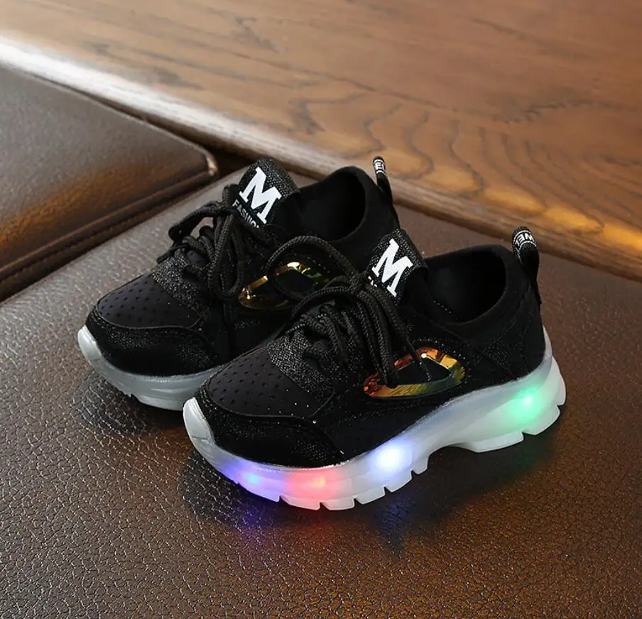 Повседневная детская обувь с подсветкой дышащая Спортивная для мальчиков и