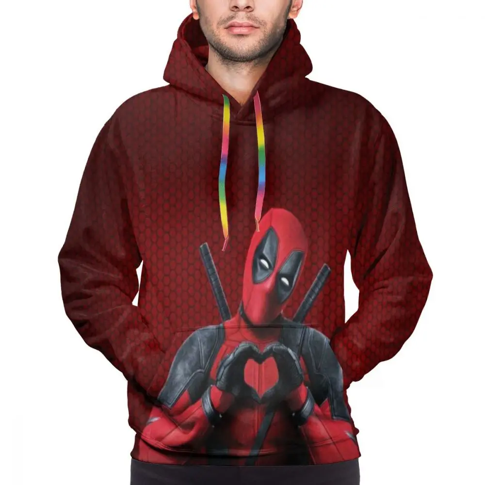 Мужская толстовка с капюшоном Deadpool в стиле хип хоп для косплея Осень зима