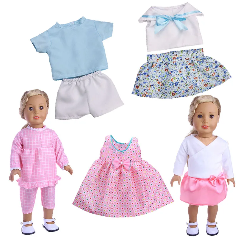 

Doll Clothes Baby Cute Various Dress 18Inch &43Cm Girl Born America Fashion Daily Casual Wear Accessories Cloth