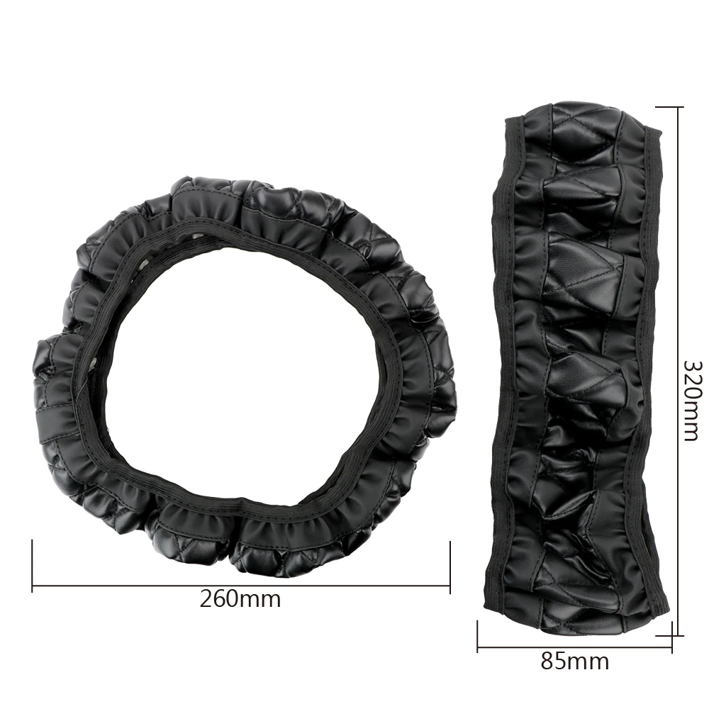 

PU Leather Car Interior Accessories 37-38CM Diameter Car-styling Crystal Crown Steering Covers Steering Wheel Cover