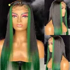 Парик topodmiиз парики с детскими волосами перуанских натуральных волос, 13x4, зеленого цвета, с застежкой Реми, для женщин
