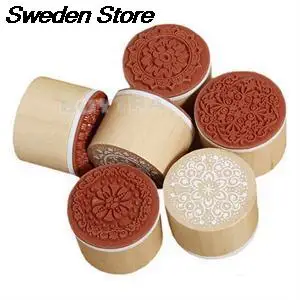 6 шт./компл. сделай сам винтажный цветочный узор в стиле ретро круглая деревянная