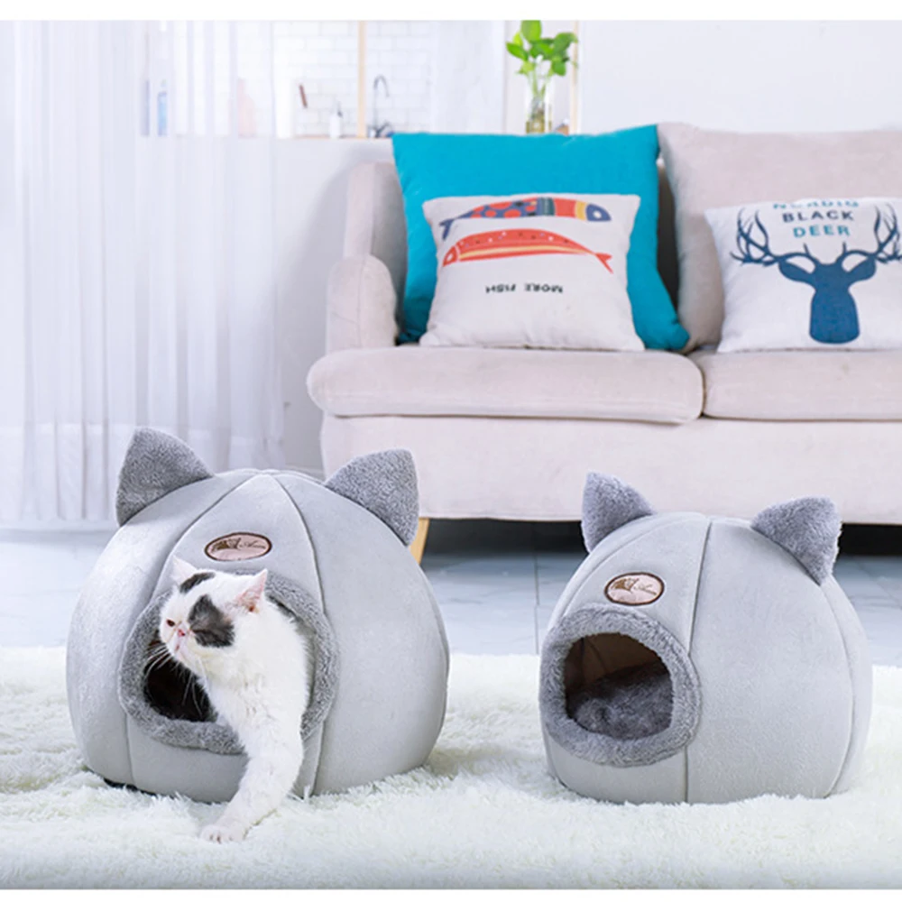 

Foldable and Removable Cat Bed Self Warming for Indoor Cat Dog House with Mattress Puppy Cage Lounger Grey ropa para perro Drop