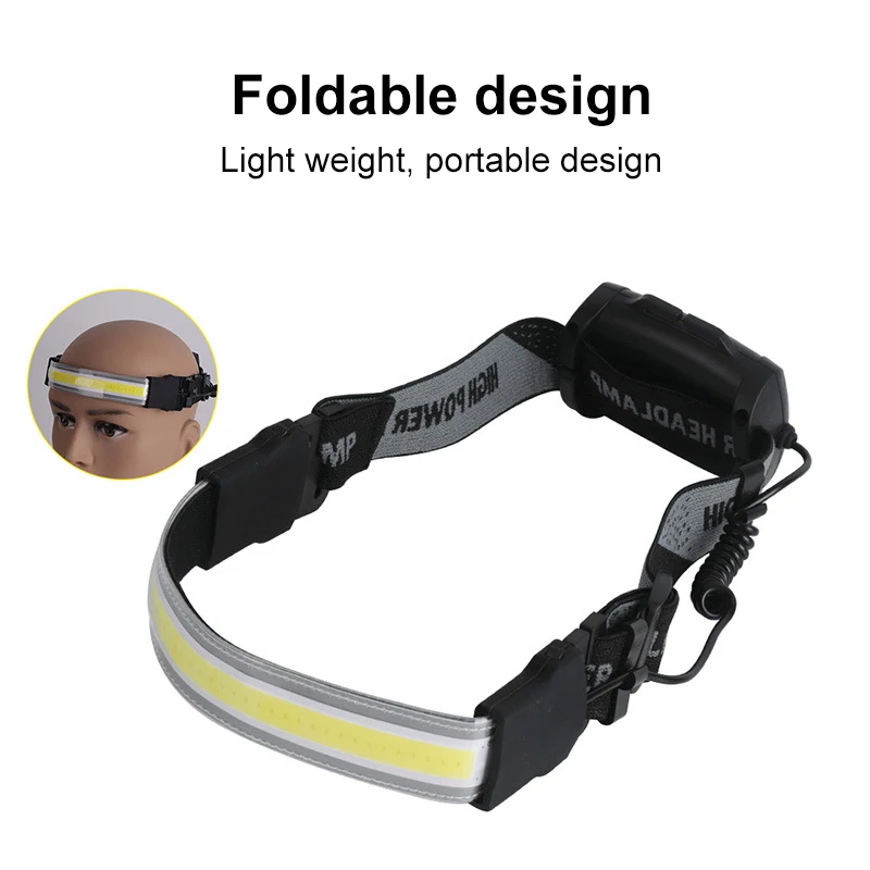 

COB LED Headlamp Portable USB Rechargeable Camping Work Head Lamp Night Running Fishing Headlight Riding Torche Outdoor Quipment