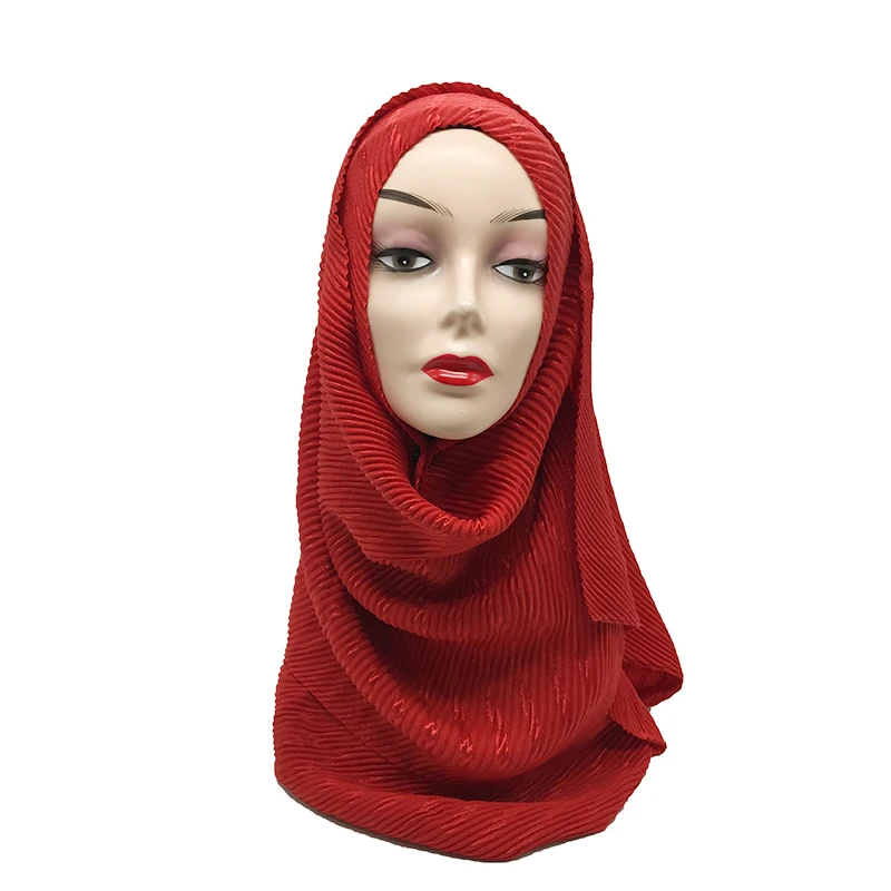 1 шт. Популярные шали Женский однотонный шарф со складками мини мусульманский