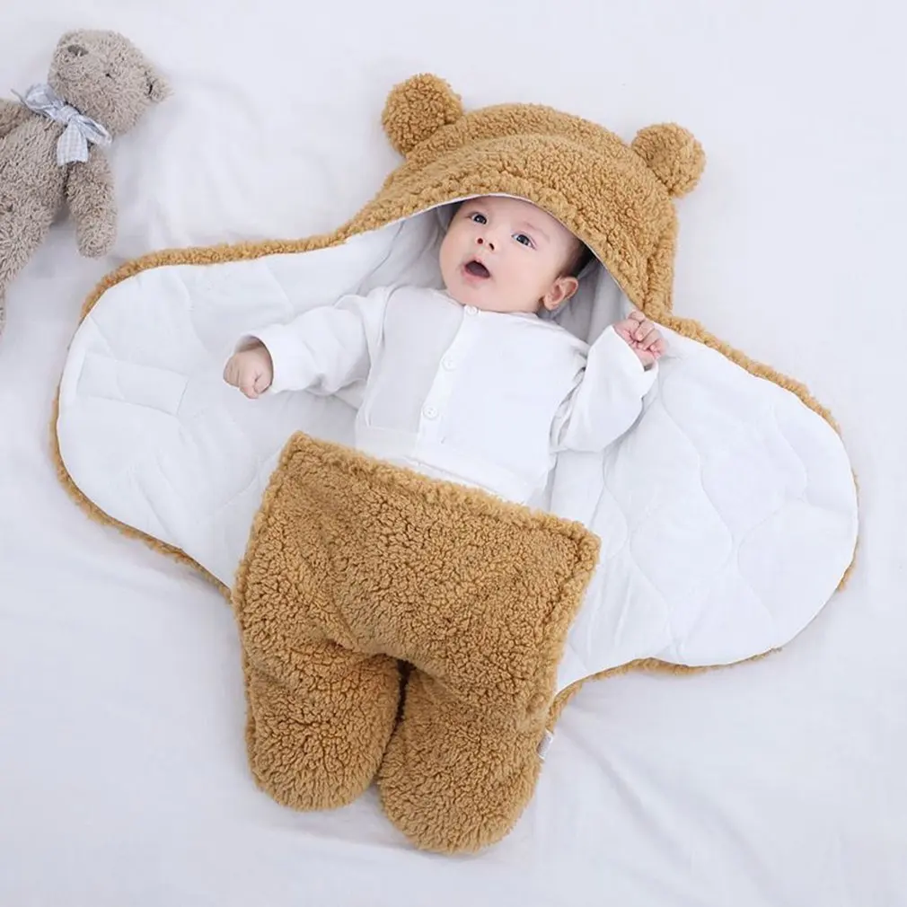 

Baby Sleeping Bag Ultra-Soft Fluffy Fleece Newborn Receiving Blanket Stroller footmuff Infant Clothes Nursery Wrap Swaddle