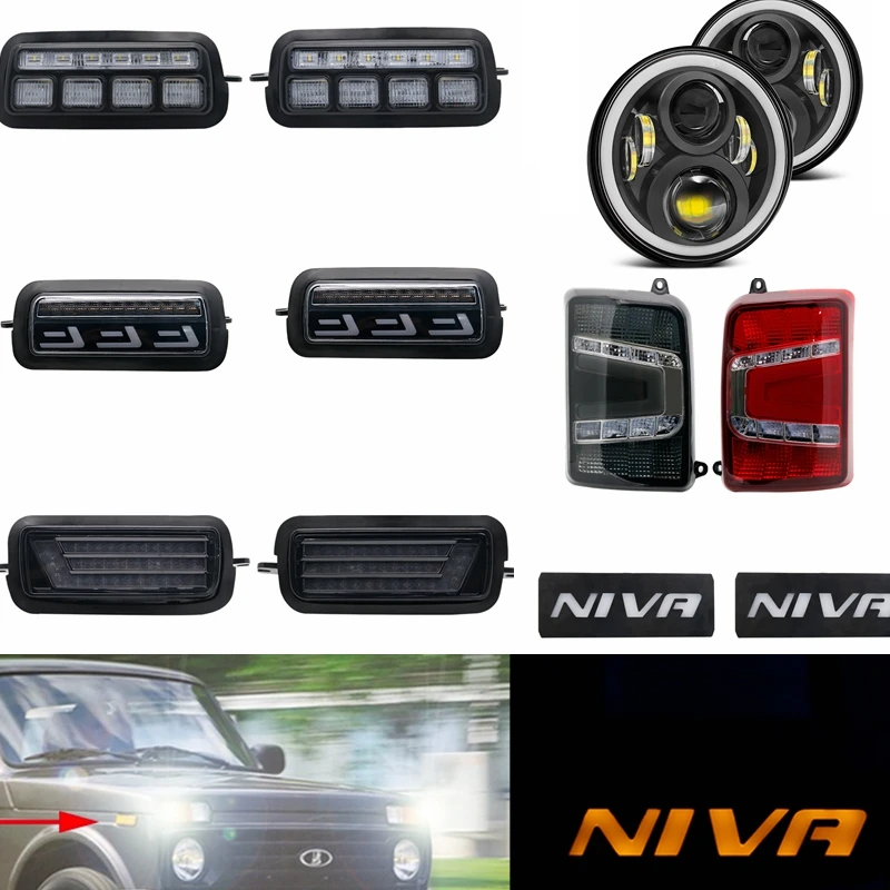 2xLada Niva Urban Bronto 7 дюймов светодиодные фары Hi/Low H4 Angle Eyes DRL для Jeep Wrangler внедорожник 4x4