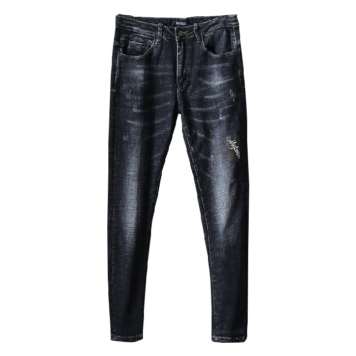 Осень Для мужчин джинсы Мужчин's рваные узкие штаны зауженные брюки детские |