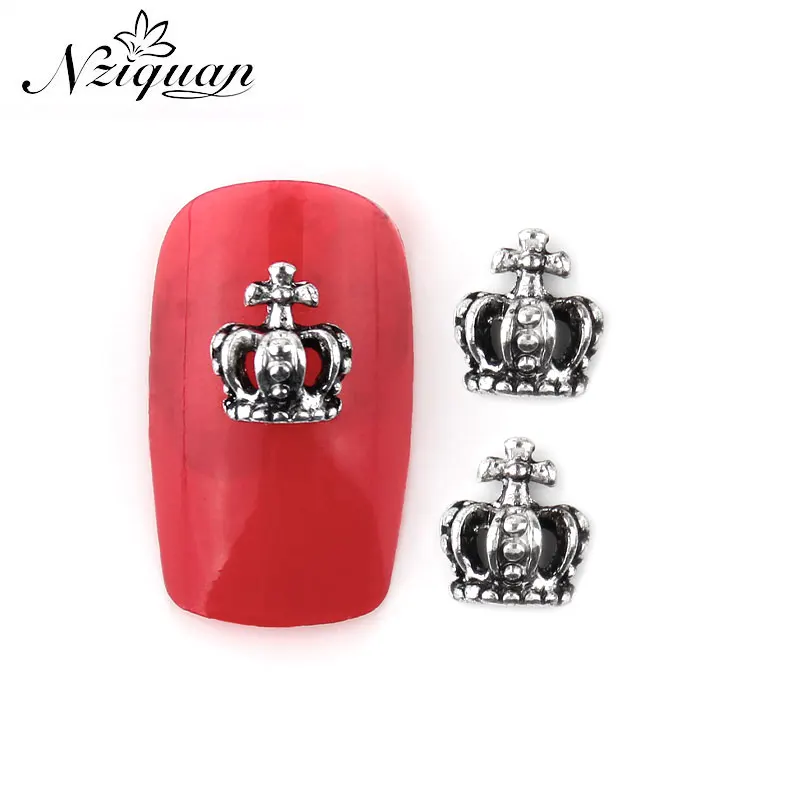 

NZIQUAN6 * 7 мм ограниченное время покупки 20 штук 3D графики Античная Серебряная Металлическая корона украшения для ногтей DIY наклейки для ногтей