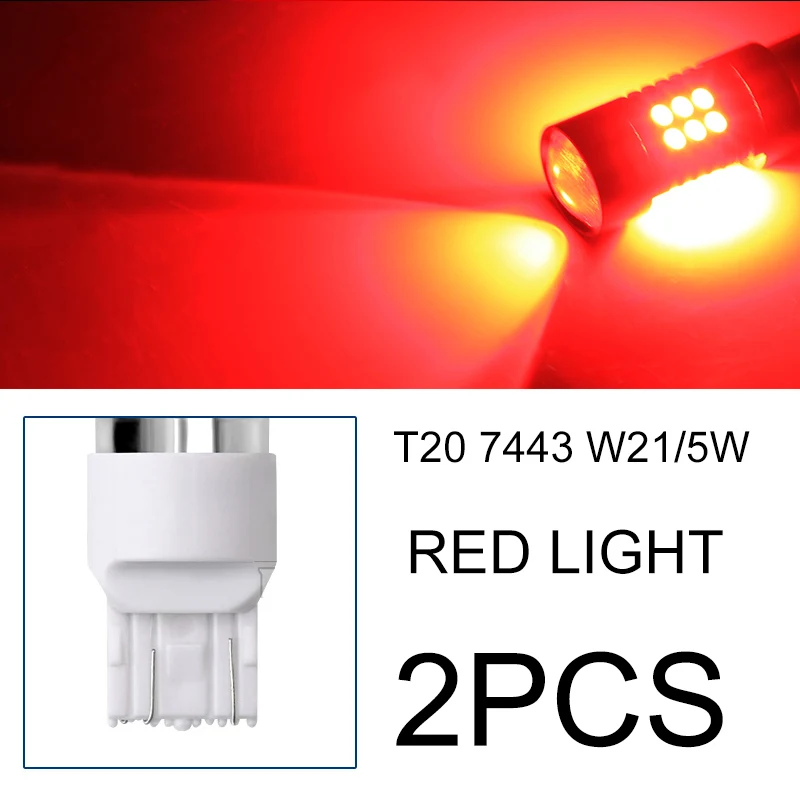 T20 7443 W21-5W BraveWay 2 шт. 1156 P21W BA15S 1157 3157 7443 светодиодный светильник, автомобильный светильник с поворотным сигналом, задний тормозной светильник, светодиодный дневной светильник, DRL - Испускаемый цвет: T20 7443 W21-5W