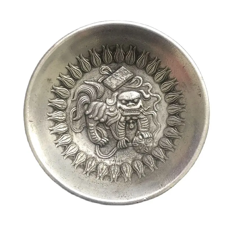 

Antique lion plate silver dollar ornament