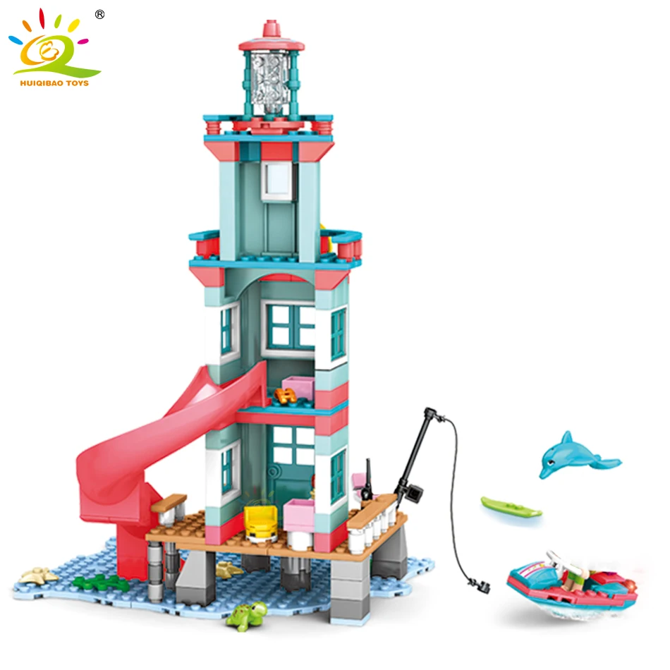 

282pcs Beach Rescue Tower Girl Series Building Blocks Sea Fishing Play House City Friends Gathering Princess Toys for Kid