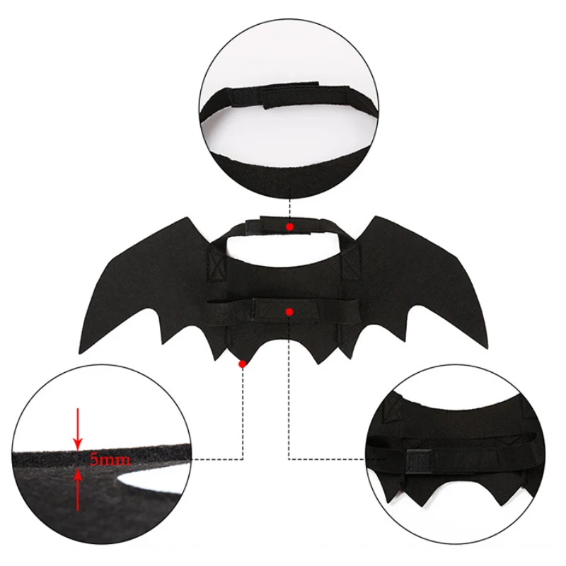 Костюм для собак на Хэллоуин крылья летучая мышь вампир черный милый маскарадный