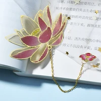 1pc creativity lotus four leaf clover bookmark cute metal art exquisite book mark page folder office school supplies stationery