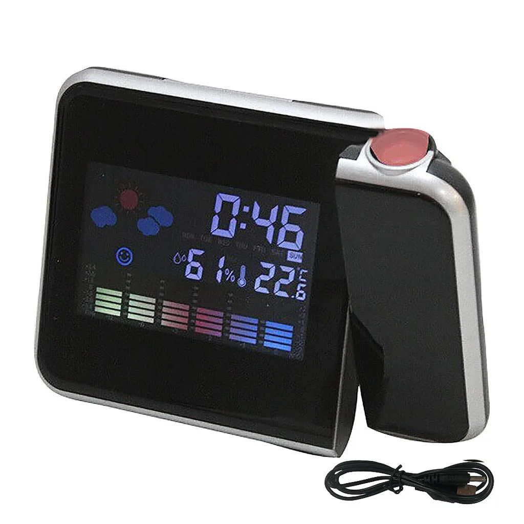 CARPRIE Projection Alarm Clock With Weather Station Thermometer Date Display USB Charger Snooze LED Digital | Электроника