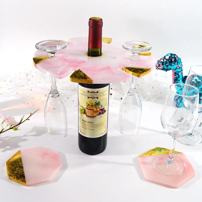 

Wine Rack Silicone Mold,with different kinds of Coaster packages Mold for DIY Crystal Epoxy Resin Casting mould
