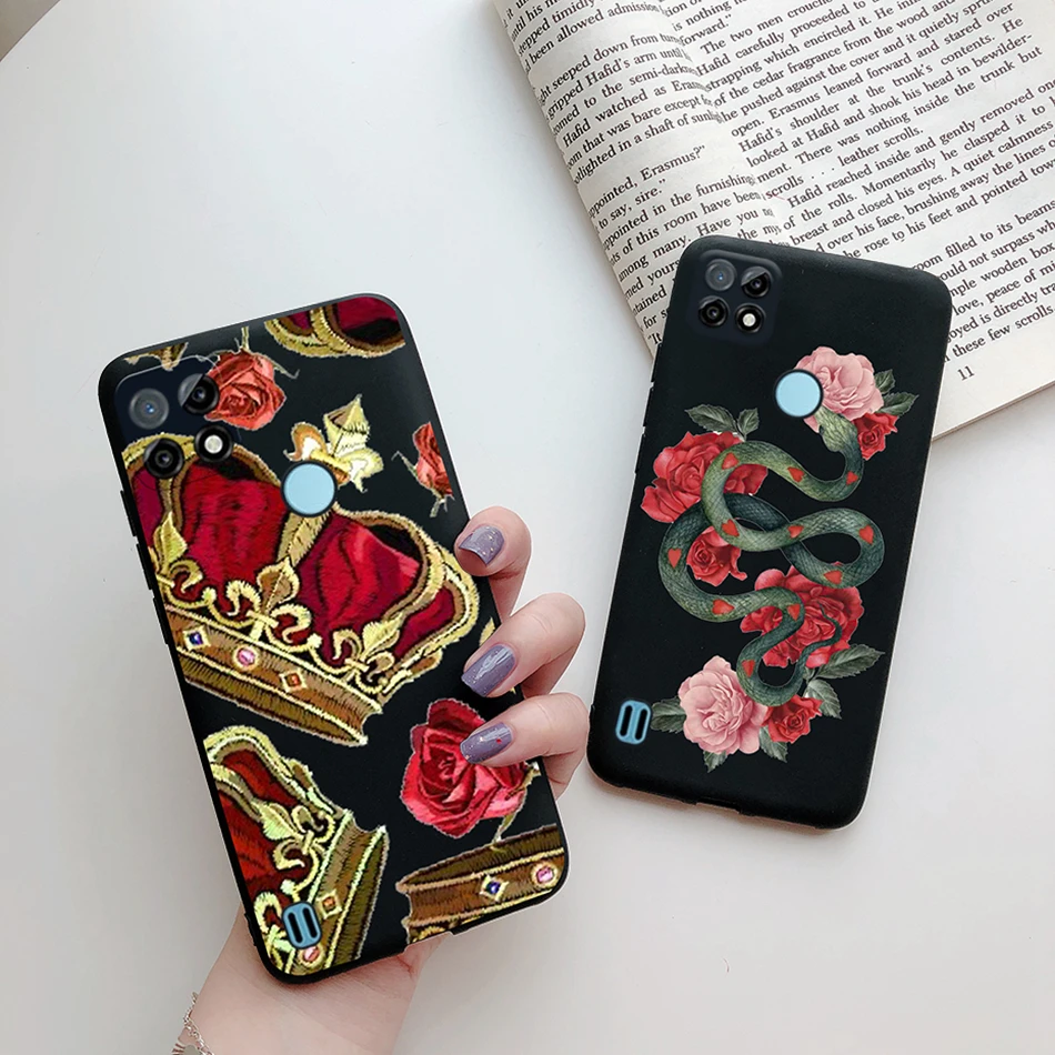 Чехол для Realme C21 RMX3201 с изображением конфетных мультяшных сердечек мягкий чехол
