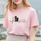 Модная женская футболка Shih Tzu с рисунком сердцебиения в стиле Харадзюку, хипстерская Повседневная футболка, женская летняя смешная футболка с коротким рукавом, женские топы
