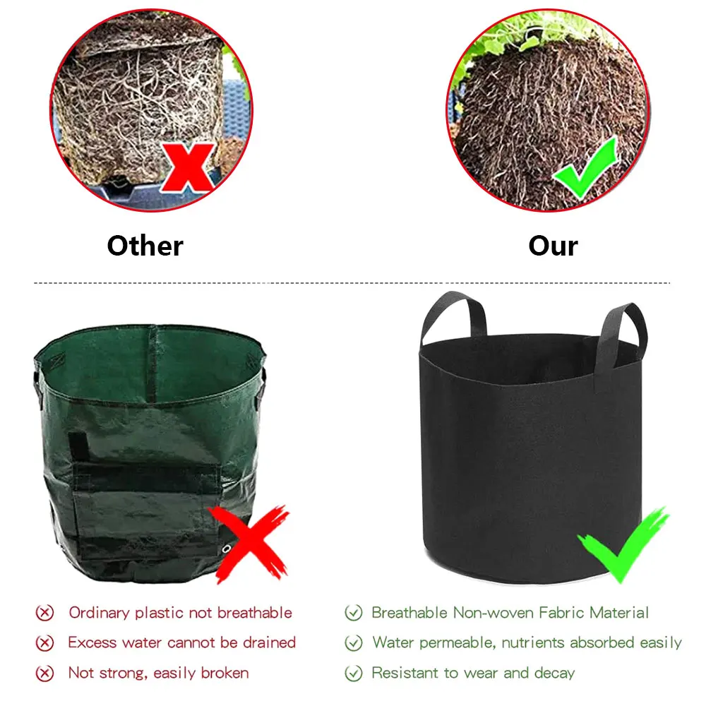 5 шт мешки для растений 5/7 галлонов Цветочные выращивания горшок садовые