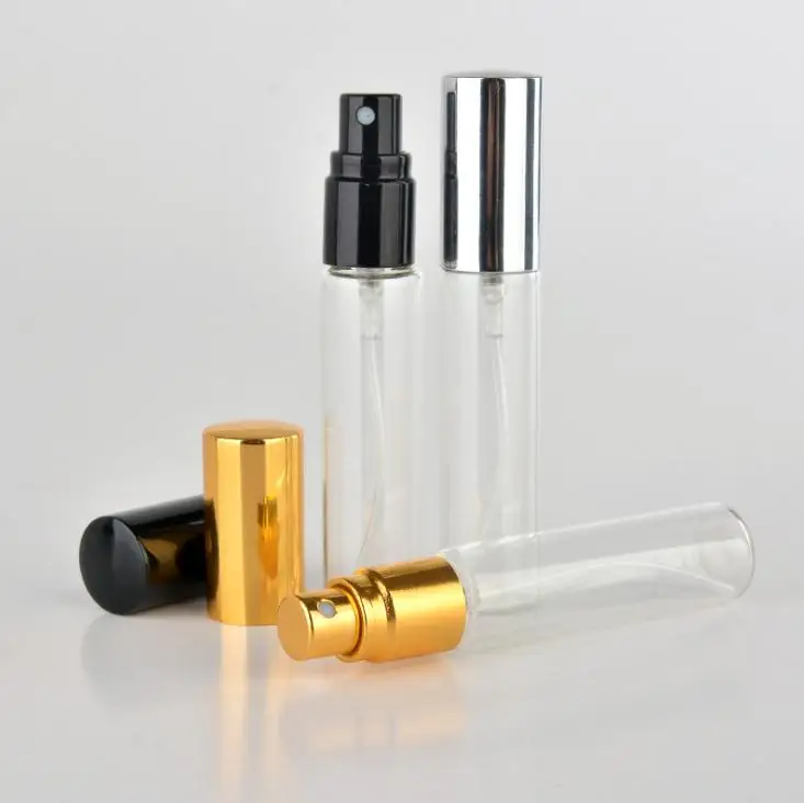 

10ml Clear Glass Perfume Spray Bottle Mini Empty Spray Refillable Bottle With Aluminum Cap Free DHL SN844
