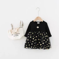 baby girl 2022 spring autumn long sleeve dress cute korean mesh stitching dress for girl kids daisy princess dress