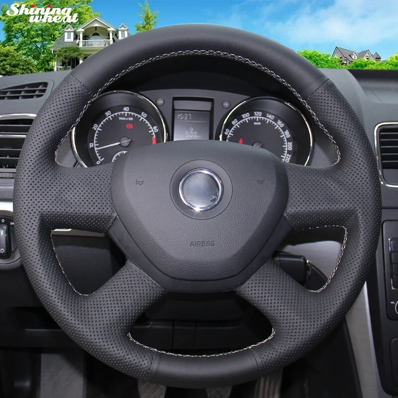 

Artificial leather Car Steering Wheel Cover for Skoda 2013-16 Yeti Octavia 2015-16 Fabia 2013-15 Superb 2014 Rapid