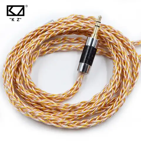 Наушники KZ кабель, 8 ядер, золотистый, серебристый, медный, смешанный, обновляемый кабель с 3,5 мм, 0,75 мм контактной линией для KZ ZSN PRO ZSX DQ6 ZAX