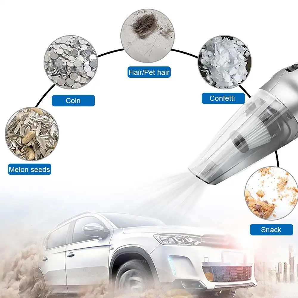 Беспроводной автомобильный пылесос ручной для сухой и влажной уборки дома на