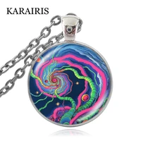 karairis vortex line pendant necklace geometric vortex art jewelry vintage necklace women men dress jewelry accessories